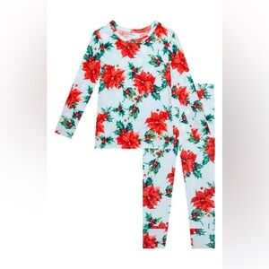 Posh Peanut KIDS' Christmas WINTER LILY FITTED TWO-PIECE PAJAMAS IN BLUE 18-24 M